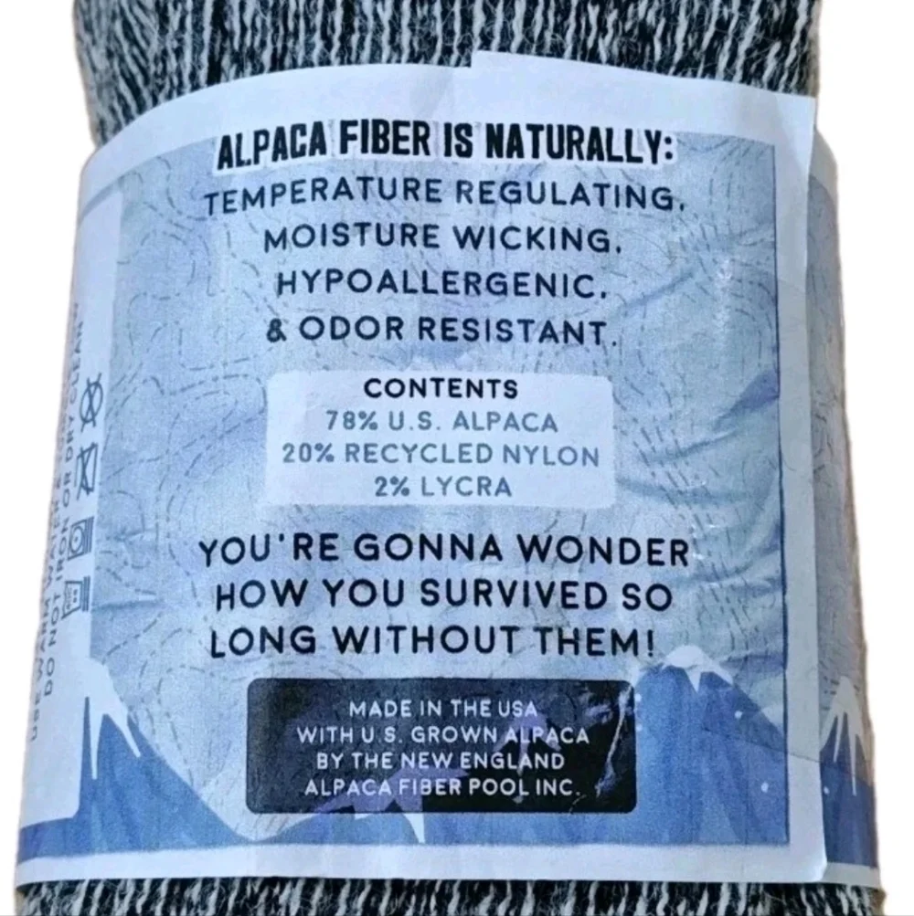 Alpaca Lot Artesian Jose Cotacachi Gray Fringed Scarf Peru Blue USA Boot Socks